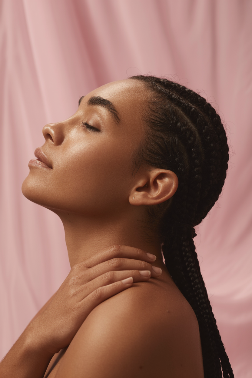 Background with brain illustration and woman relaxing